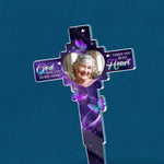 Custom Photo In Our Hearts Always - Memorial Personalized Custom Stain Glass Style Acrylic Garden Stake - Sympathy Gift For Family