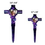 Custom Photo In Our Hearts Always - Memorial Personalized Custom Stain Glass Style Acrylic Garden Stake - Sympathy Gift For Family