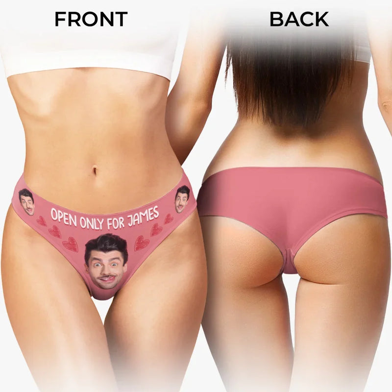 Custom Photo Open Only For - Couple Personalized Women Briefs - Gift For Husband Wife, Anniversary