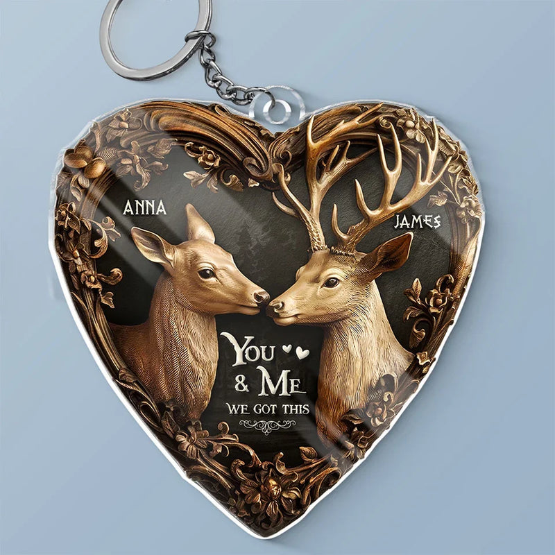 You're My Happy Place - Couple Personalized Custom Shaped Acrylic Keychain - Gift For Husband Wife, Anniversary