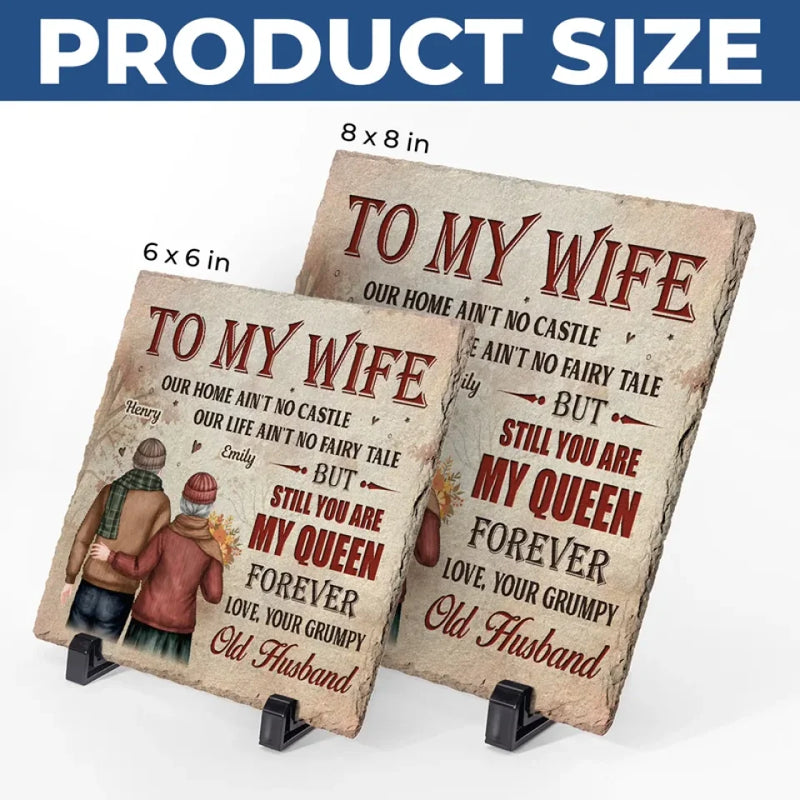 Our Home May Be Small, But Our Love Makes It Grand - Couple Personalized Custom Square Shaped Stone With Stand - Gift For Husband Wife, Anniversary
