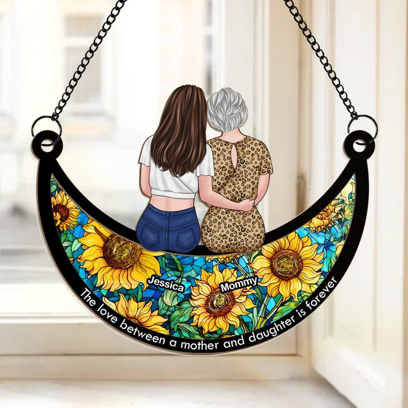 Love You To The Moon And Back - Family Personalized Window Hanging Suncatcher Ornament - Gift For Mom