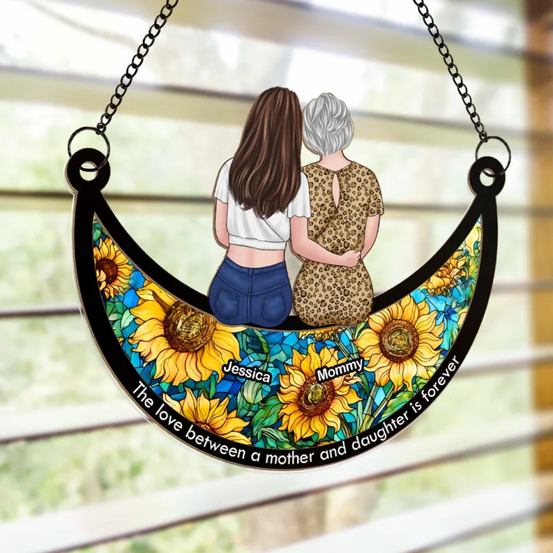 Love You To The Moon And Back - Family Personalized Window Hanging Suncatcher Ornament - Gift For Mom