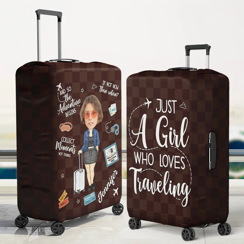 Custom Photo Take Only Memories, Leave Only Footprints - Travel Personalized Custom Luggage Cover - Summer Vacation Gift, Gift For Adventure Travel Lovers