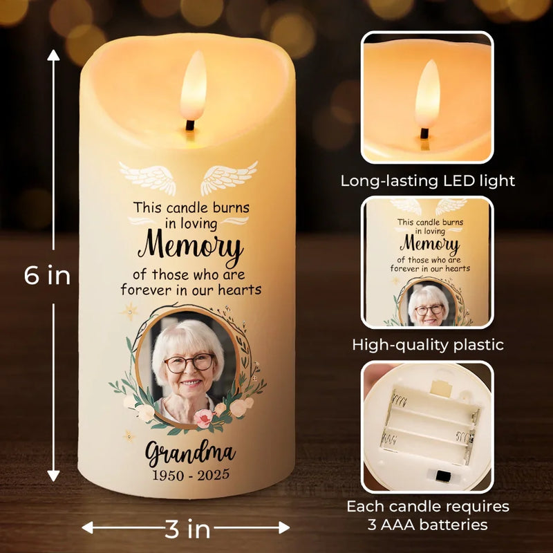 Custom Photo Your Love Remains Etched In My Heart - Memorial Personalized Custom LED Candle - Sympathy Gift For Family Members