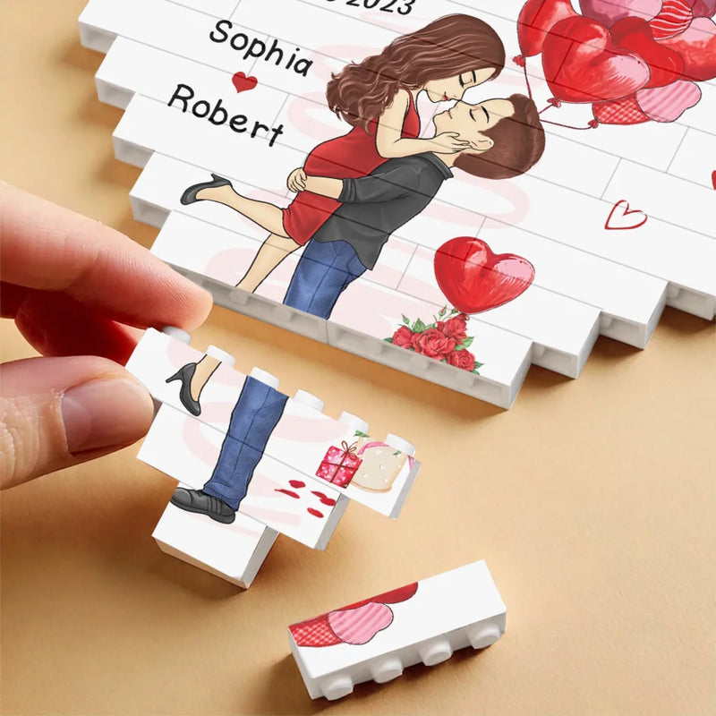 Together Is My Favorite Place To Be - Couple Personalized Custom Heart Shaped Building Brick Blocks - Gift For Husband Wife, Anniversary