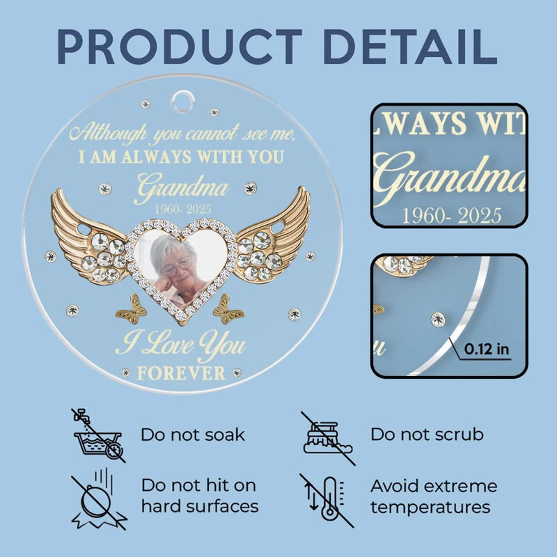 Custom Photo I Love You Forever - Memorial Personalized Custom Car Ornament - Acrylic Custom Shaped - Sympathy Gift For Family Members
