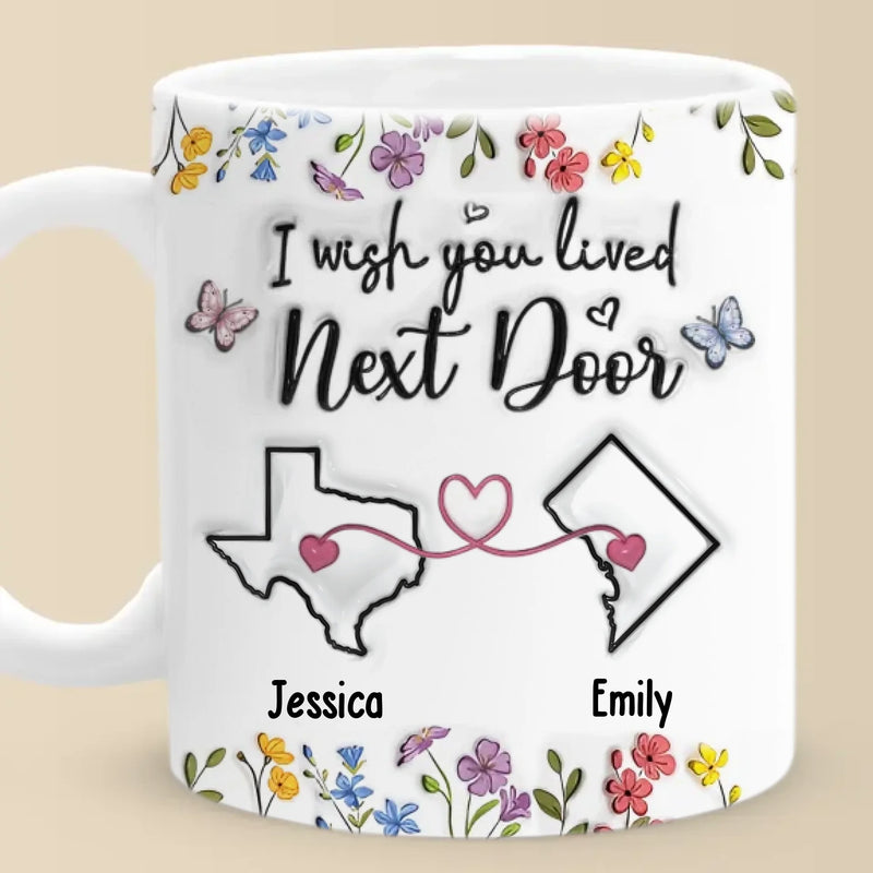 Long Distance Real Friendship Transcends Time And Space - Bestie Personalized Custom 3D Inflated Effect Printed Mug - Gift For Best Friends, BFF, Sisters