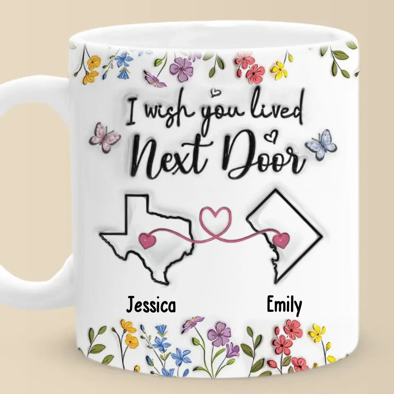 Long Distance Real Friendship Transcends Time And Space - Bestie Personalized Custom 3D Inflated Effect Printed Mug - Gift For Best Friends, BFF, Sisters
