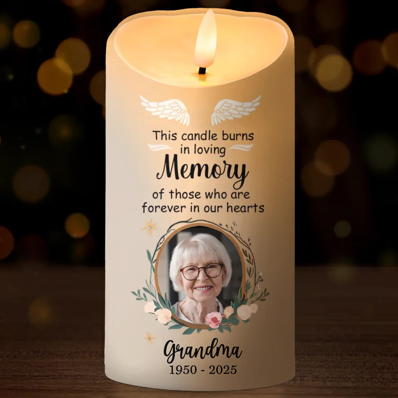 Custom Photo Your Love Remains Etched In My Heart - Memorial Personalized Custom LED Candle - Sympathy Gift For Family Members