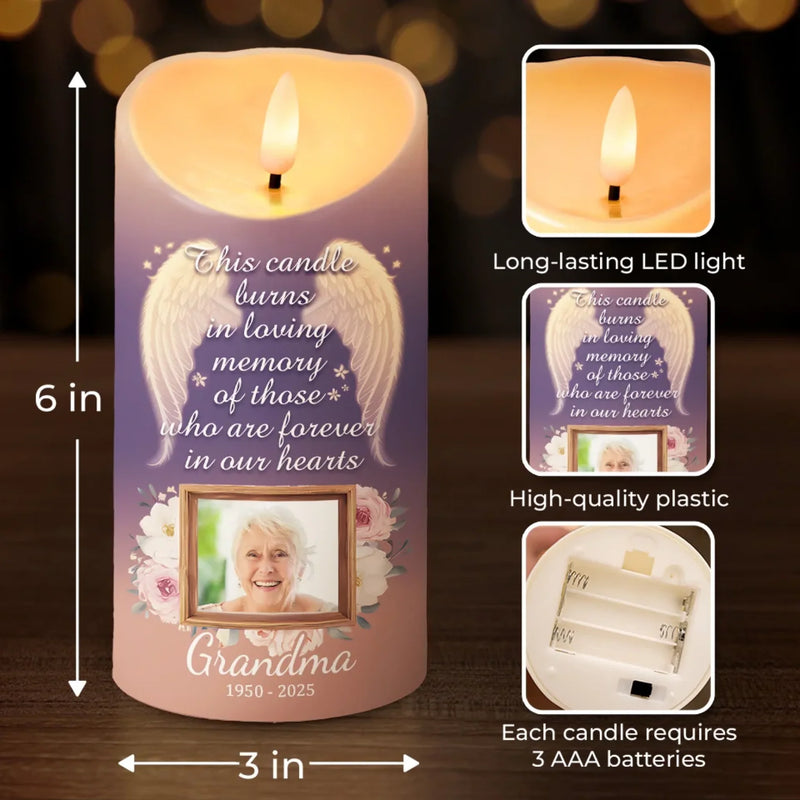 Custom Photo This Candle Glows In Loving Tribute - Memorial Personalized Custom LED Candle - Sympathy Gift For Family Members