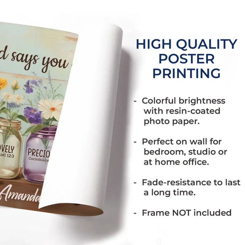 God Says You Are - Family Personalized Custom Horizontal Poster - Gift For Yourself, Best Friends, Siblings, Family Members