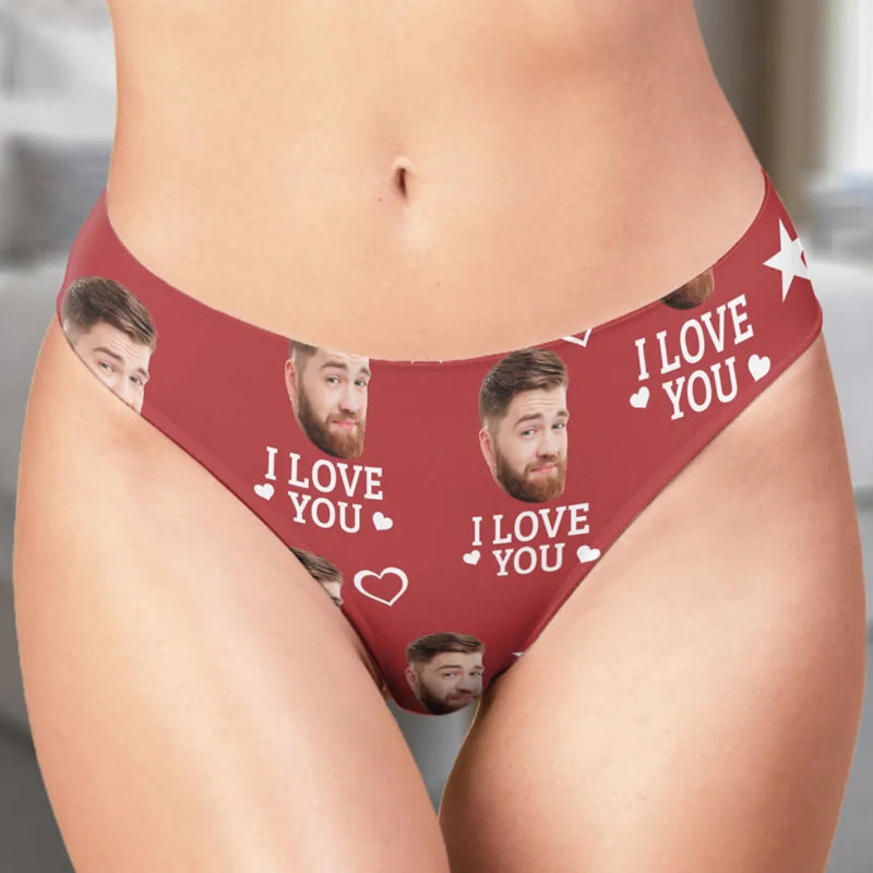 Custom Photo You're The Reason I Look Down And Smile - Couple Personalized Women Briefs - Gift For Husband Wife, Anniversary