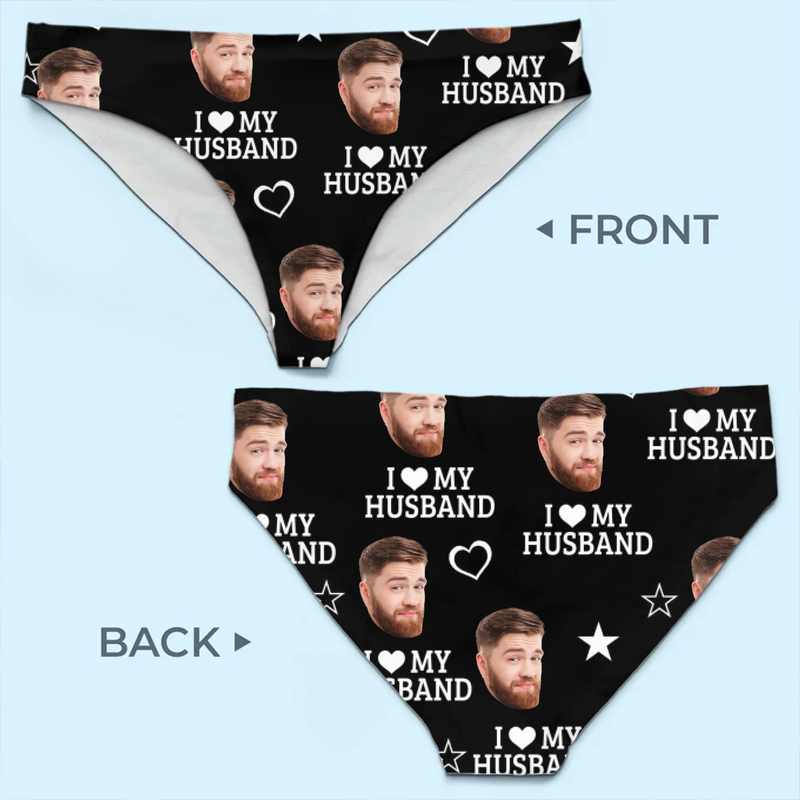Custom Photo You're The Reason I Look Down And Smile - Couple Personalized Women Briefs - Gift For Husband Wife, Anniversary