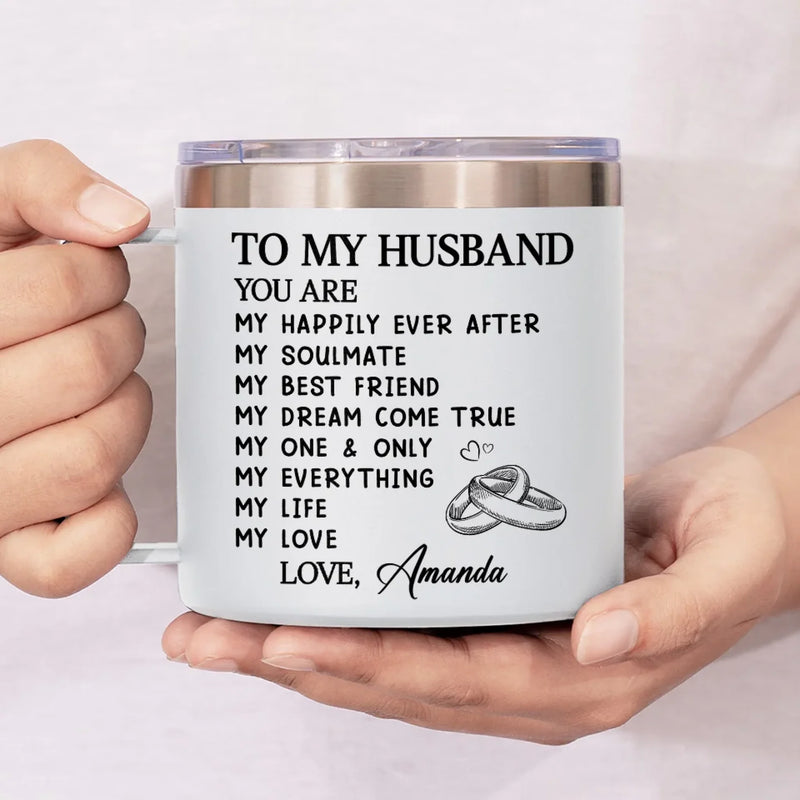 My Soulmate For Life - Couple Personalized Custom 14oz Stainless Steel Tumbler With Handle - Gift For Husband Wife, Anniversary