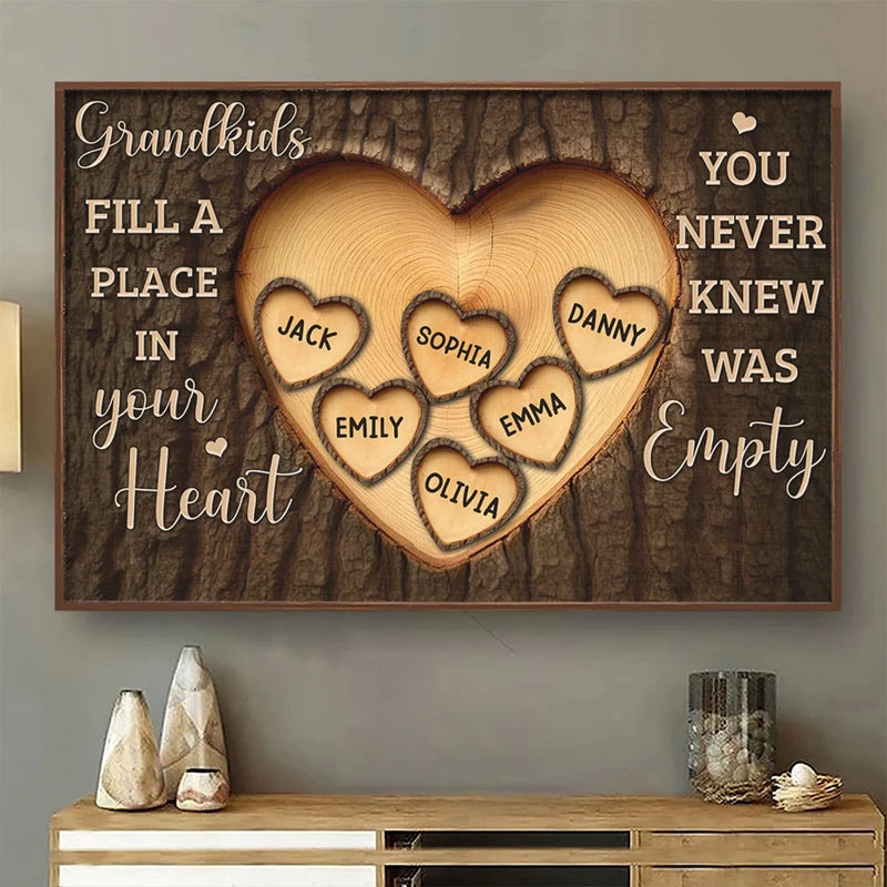 The Love For Grandkids Fills Your Heart Endlessly - Family Personalized Custom Horizontal Poster - Gift For Grandma, Grandpa, Grandkid