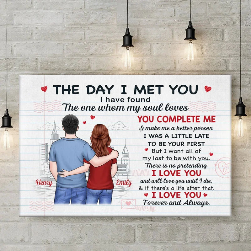You Complete Me, Always And Forever - Couple Personalized Custom Horizontal Canvas - Gift For Husband Wife, Anniversary