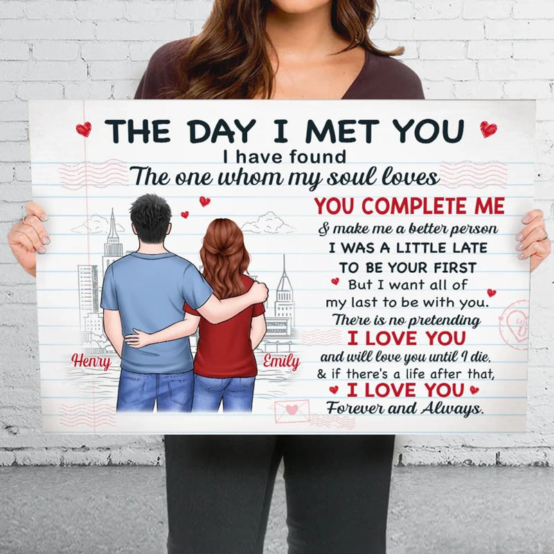 You Complete Me, Always And Forever - Couple Personalized Custom Horizontal Canvas - Gift For Husband Wife, Anniversary