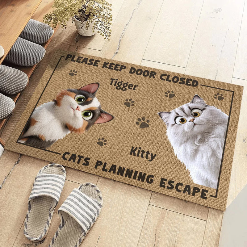 Door Closed, Cat Mischief Paused - Cat Personalized Custom Home Decor Decorative Mat - House Warming Gift For Pet Owners, Pet Lovers
