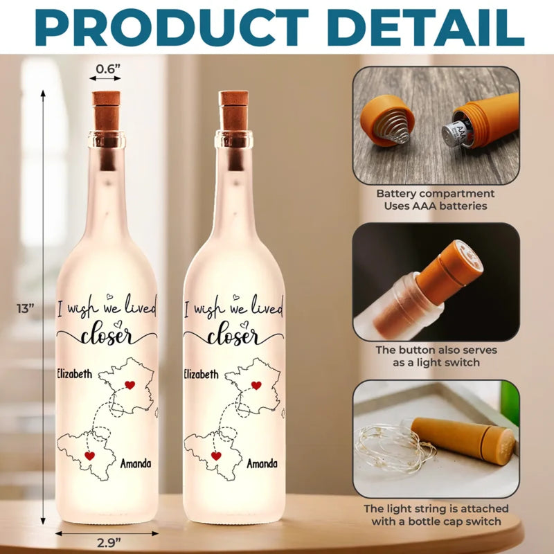 I Long For Us To Be Nearer - Bestie Personalized Custom Bottle Lamp - Gift For Best Friends, BFF, Sisters