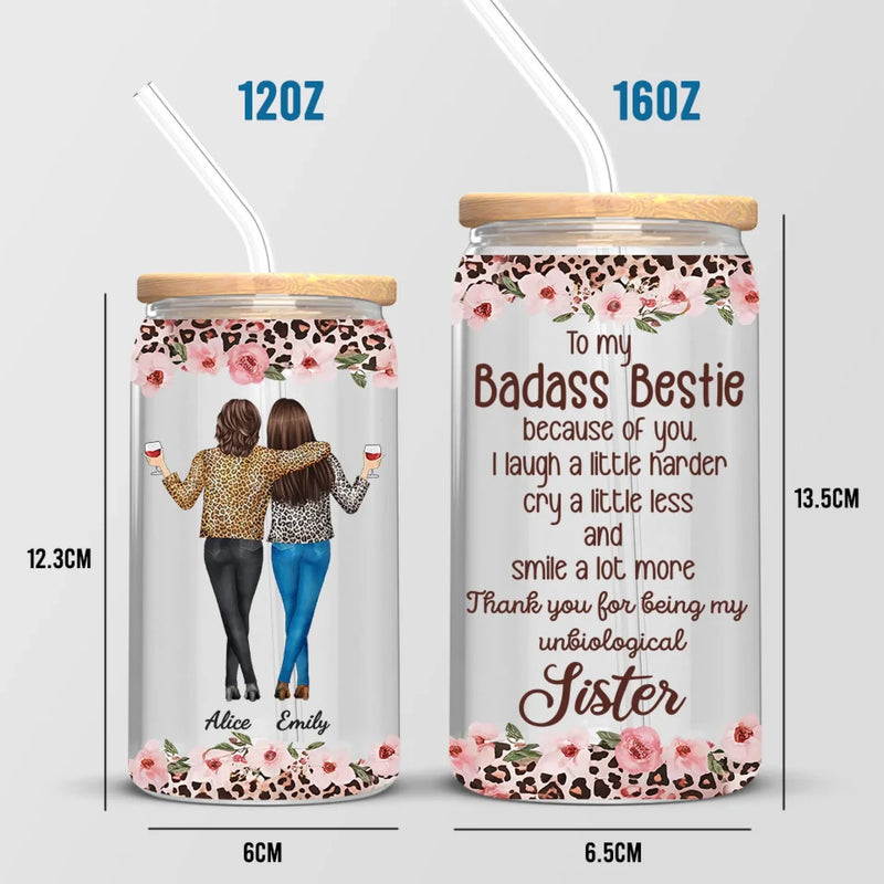 An Unbreakable Bond - Bestie Personalized Custom Glass Cup, Iced Coffee Cup - Gift For Best Friends, BFF, Sisters