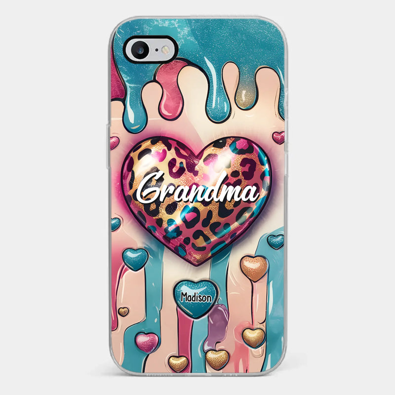 Her Love Is Infinite, Her Bond Unbreakable - Family Personalized Custom 3D Inflated Effect Printed Clear Phone Case - Gift For Mom, Grandma