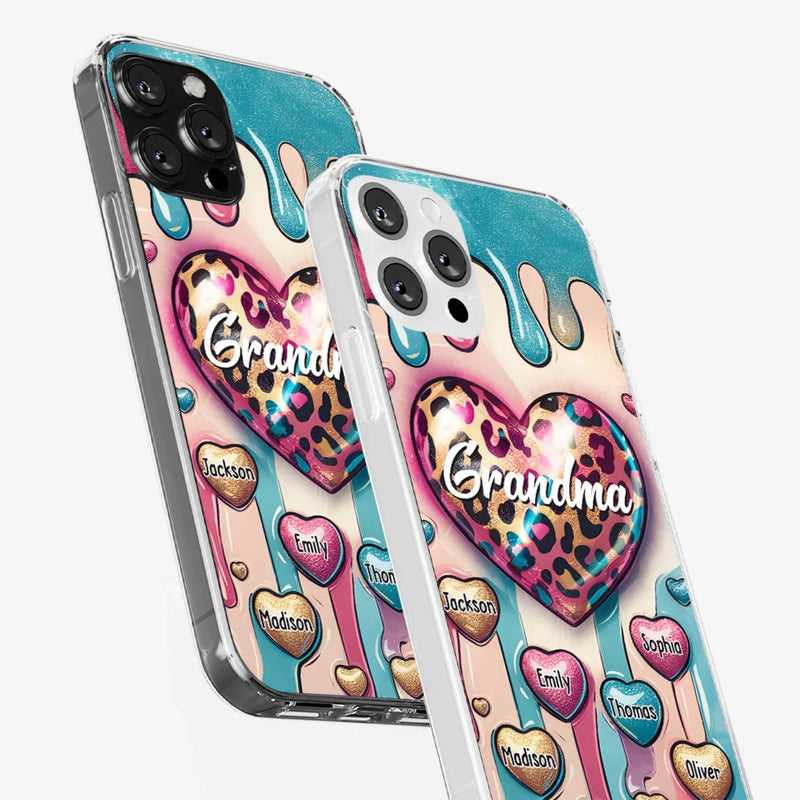 Her Love Is Infinite, Her Bond Unbreakable - Family Personalized Custom 3D Inflated Effect Printed Clear Phone Case - Gift For Mom, Grandma