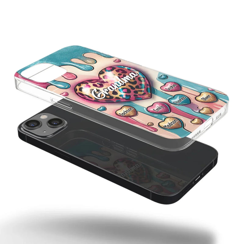 Her Love Is Infinite, Her Bond Unbreakable - Family Personalized Custom 3D Inflated Effect Printed Clear Phone Case - Gift For Mom, Grandma