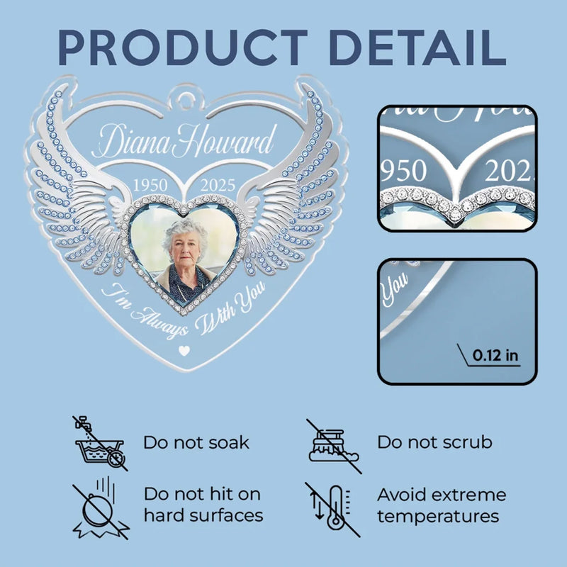 Custom Photo One Day With You, Forever With You - Memorial Personalized Custom Car Ornament - Acrylic Custom Shaped - Sympathy Gift For Family Members