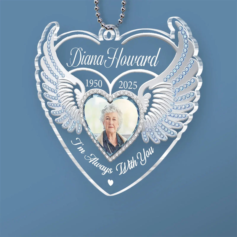 Custom Photo One Day With You, Forever With You - Memorial Personalized Custom Car Ornament - Acrylic Custom Shaped - Sympathy Gift For Family Members