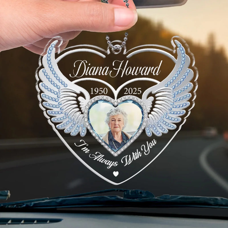 Custom Photo One Day With You, Forever With You - Memorial Personalized Custom Car Ornament - Acrylic Custom Shaped - Sympathy Gift For Family Members