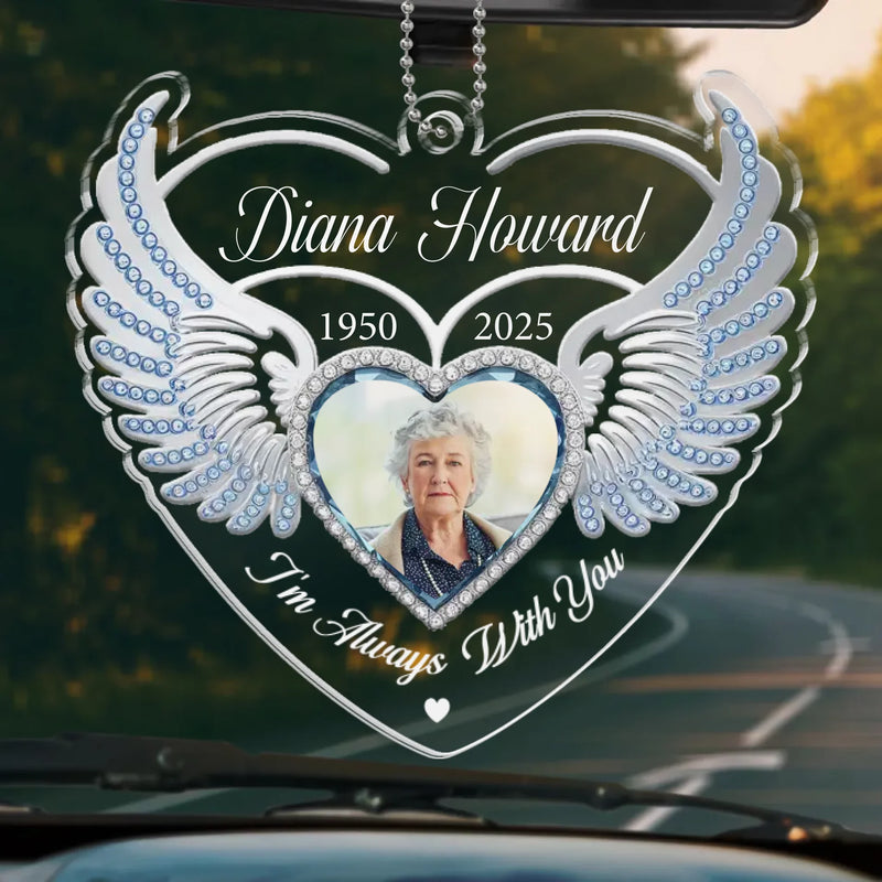 Custom Photo One Day With You, Forever With You - Memorial Personalized Custom Car Ornament - Acrylic Custom Shaped - Sympathy Gift For Family Members