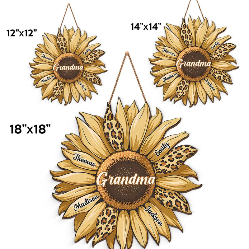 A Flower Blooms With A Grandmother's Love - Family Personalized Custom Shaped Home Decor Wood Sign - House Warming Gift For Mom, Grandma