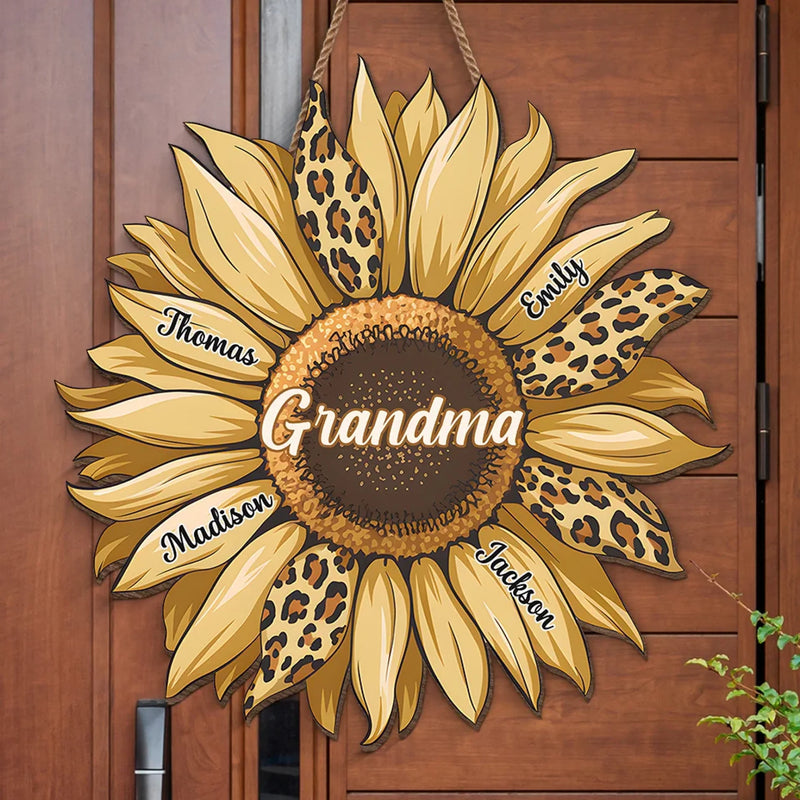 A Flower Blooms With A Grandmother's Love - Family Personalized Custom Shaped Home Decor Wood Sign - House Warming Gift For Mom, Grandma