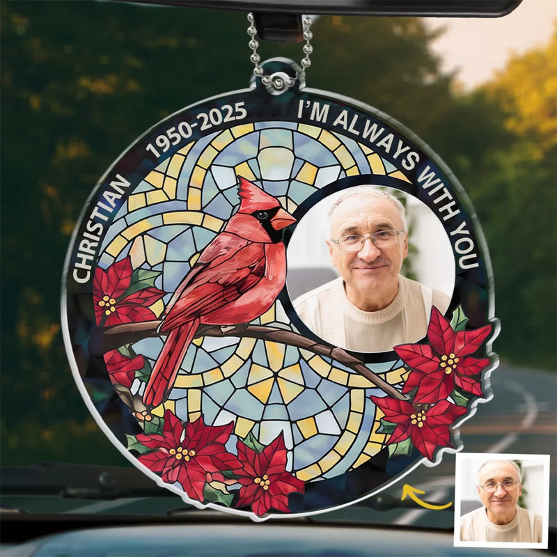Custom Photo Time May Pass, But Love Remains - Memorial Personalized Custom Car Ornament - Acrylic Custom Shaped - Sympathy Gift For Family Members