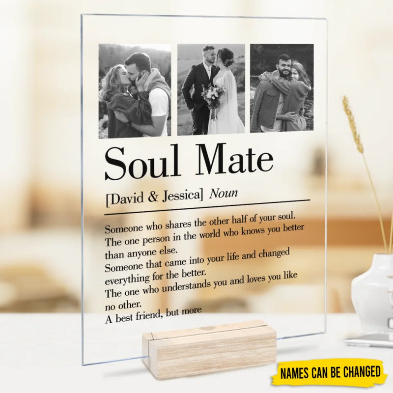 Custom Photo My Soul Found Its Match - Couple Personalized Custom Rectangle Shaped Acrylic Plaque - Gift For Husband Wife, Anniversary