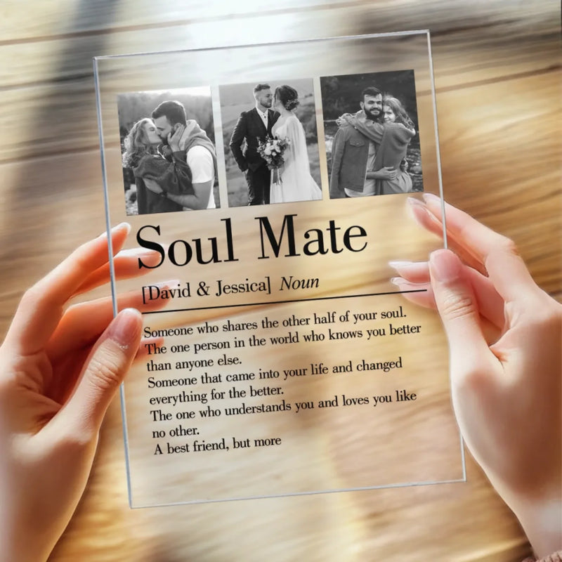 Custom Photo My Soul Found Its Match - Couple Personalized Custom Rectangle Shaped Acrylic Plaque - Gift For Husband Wife, Anniversary