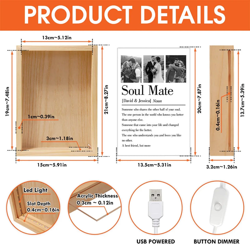 Custom Photo Some Souls Just Instantly Click - Couple Personalized Custom Frame Light Box - Gift For Husband Wife, Anniversary