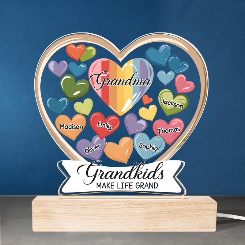 Forever In Grandmother's Heart - Family  Personalized Custom Shaped 3D LED Light - Gift For Grandma, Grandpa, Grandkid