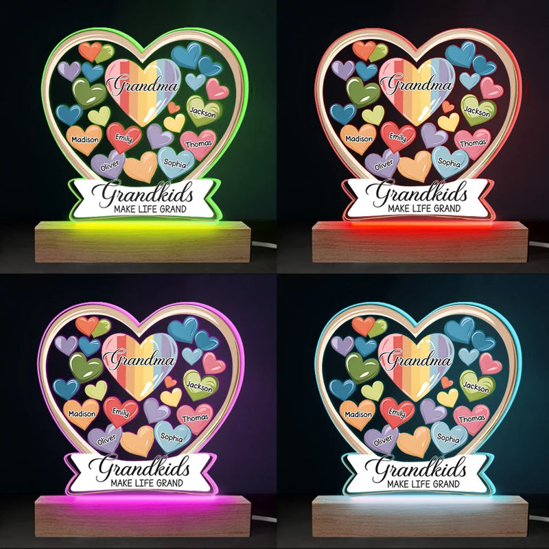 Forever In Grandmother's Heart - Family  Personalized Custom Shaped 3D LED Light - Gift For Grandma, Grandpa, Grandkid
