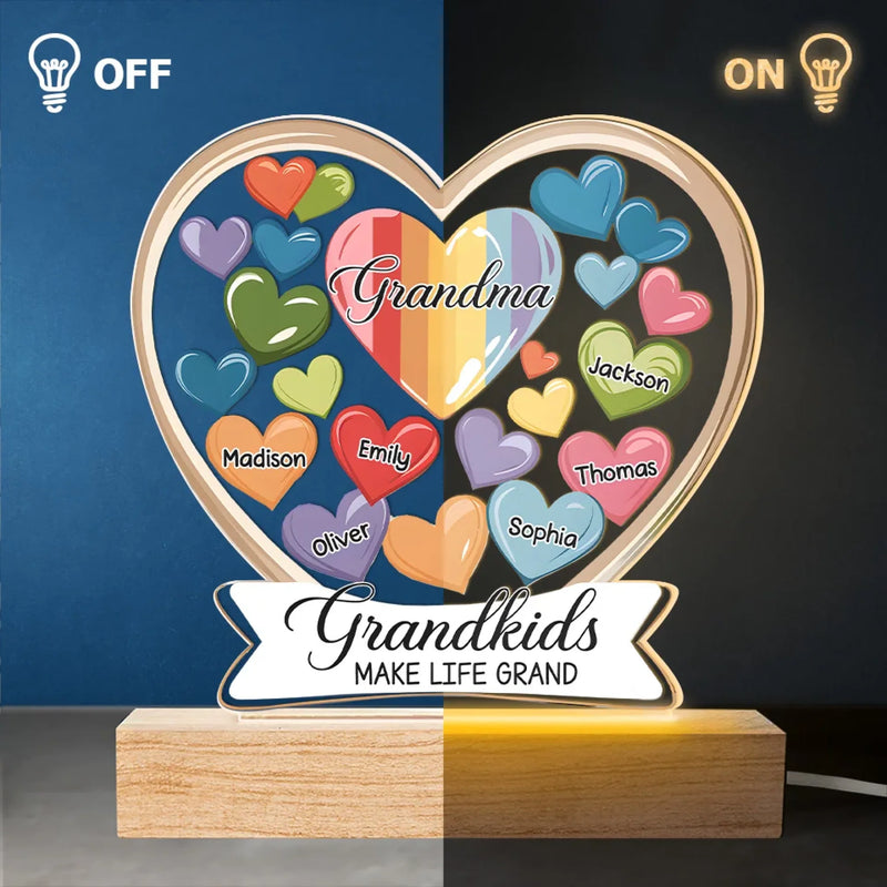 Forever In Grandmother's Heart - Family  Personalized Custom Shaped 3D LED Light - Gift For Grandma, Grandpa, Grandkid