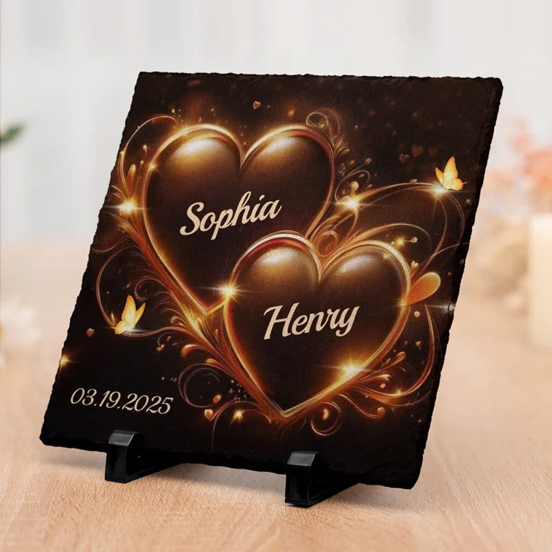 Our Love Is Timeless - Couple Personalized Custom Square Shaped Stone With Stand - Gift For Husband Wife, Anniversary