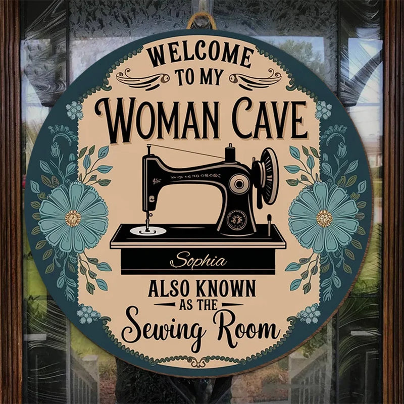 Welcome To My Woman Cave - Family Personalized Custom Shaped Home Decor Wood Sign - House Warming Gift For Yourself, Best Friends, Siblings, Family Members