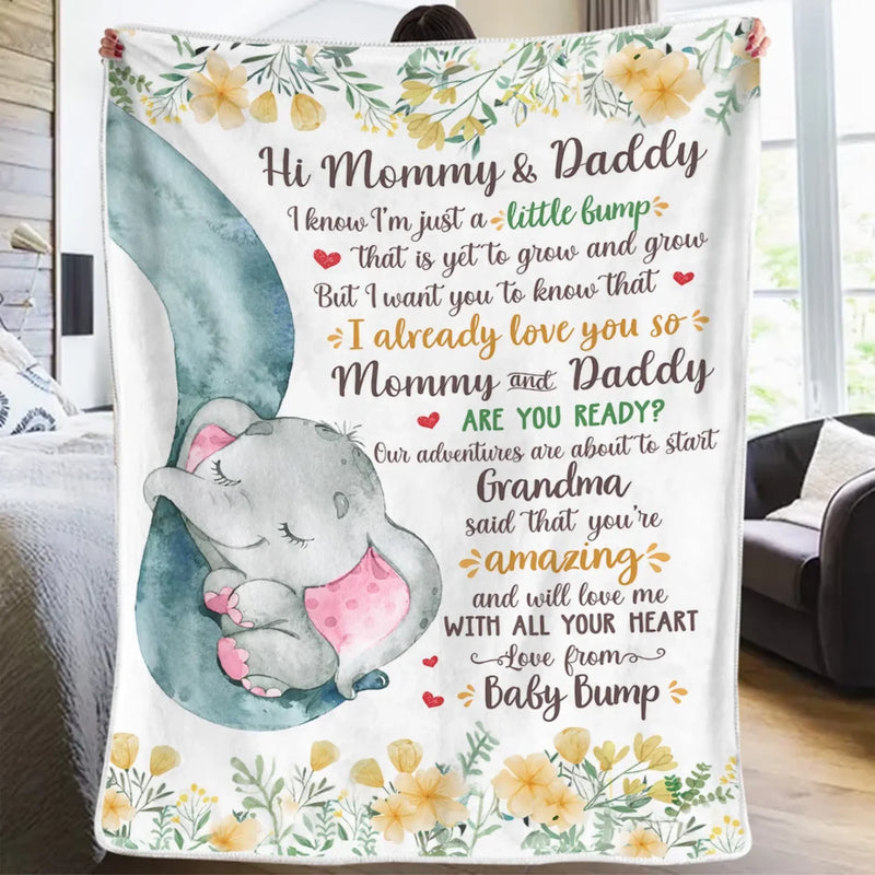 Our Adventures Are About To Start - Family Personalized Custom Blanket - Baby Shower Gift, Gift For First Mom