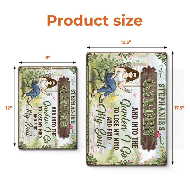 In The Garden, I Calm My Mind And Free My Soul - Family Personalized Custom Home Decor Metal Sign - Gift For Yourself, Best Friends, Siblings, Family Members