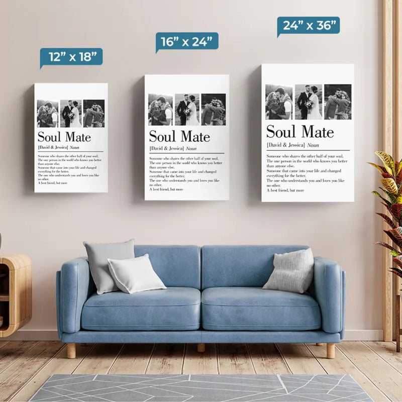Custom Photo Soulmates, Always - Couple  Personalized Custom Vertical Canvas - Gift For Husband Wife, Anniversary