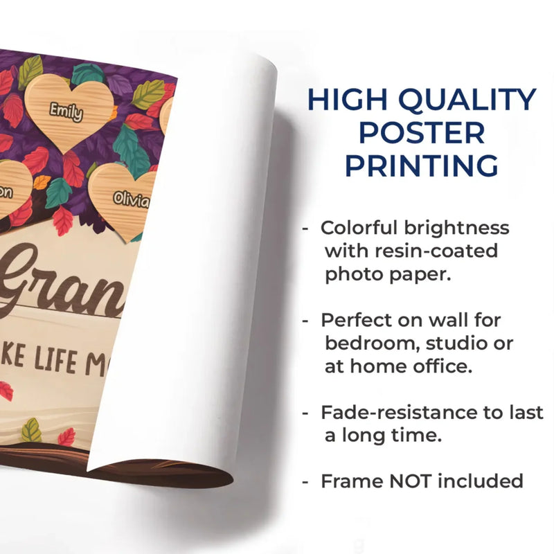 A Garden Of Love Grows In A Grandma's Heart - Family Personalized Custom Horizontal Poster - Gift For Grandma, Grandpa, Grandkid