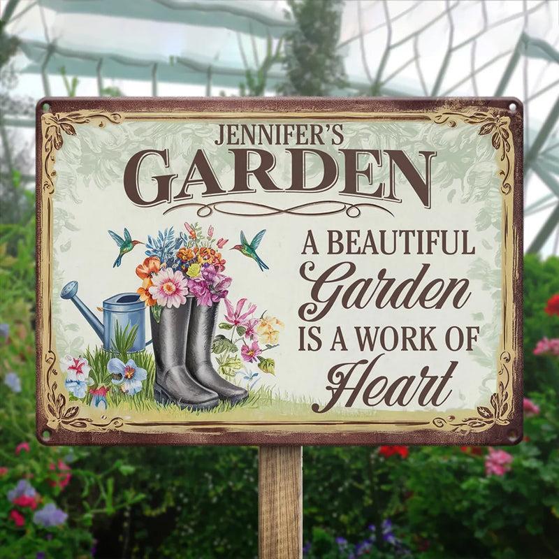 My Love Plants The Whole Garden - Family Personalized Custom Home Decor Metal Sign - Gift For Yourself, Best Friends, Siblings, Family Members