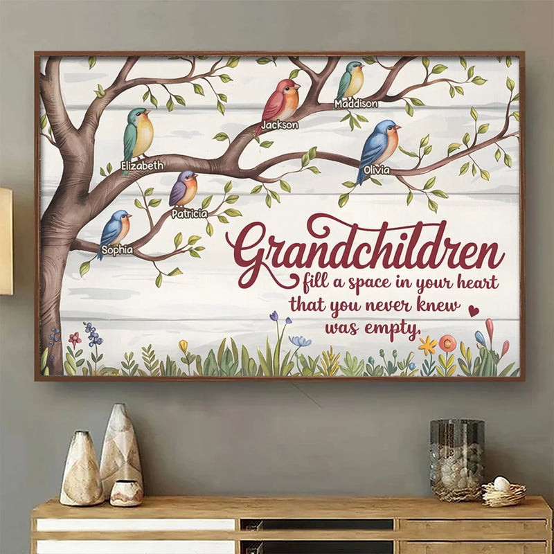 They Fill Our Hearts With Unexpected Joy - Family Personalized Custom Horizontal Poster - Gift For Grandma, Grandpa, Grandkid
