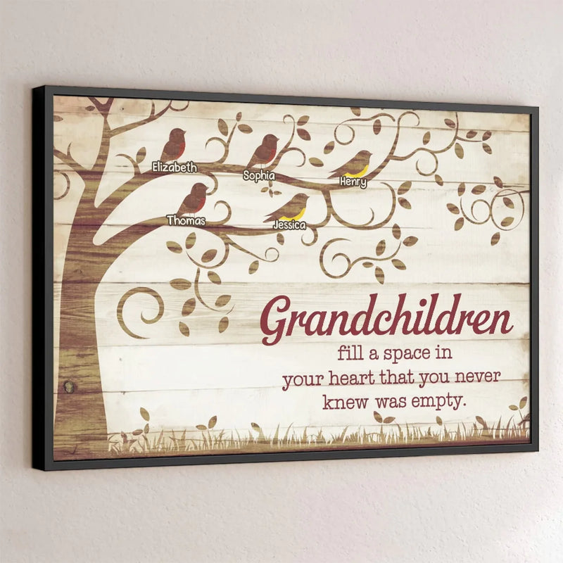 Grandkids Light Up Our Lives - Family Personalized Custom Horizontal Poster - Gift For Grandma, Grandpa, Grandkid